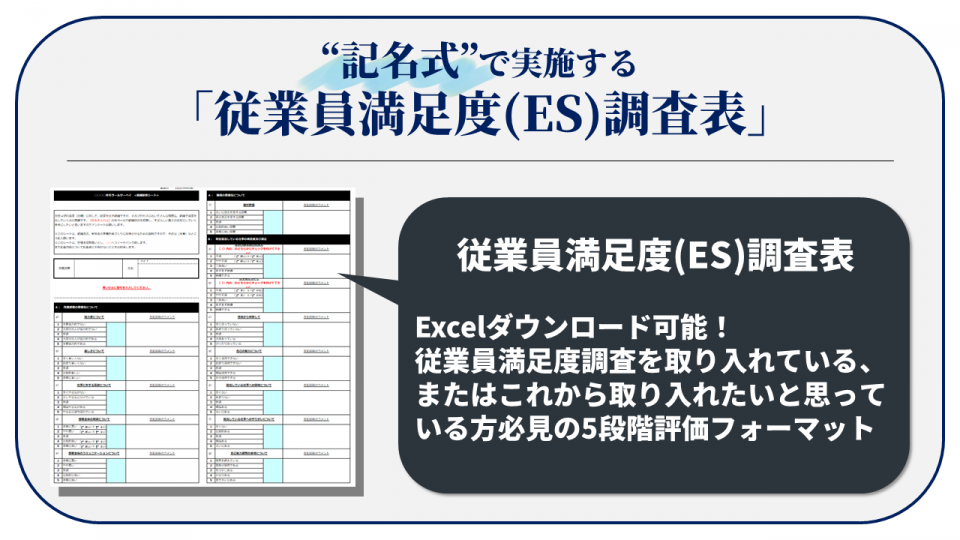 "記名式"で実施する「従業員満足度(ES)調査表」フォーマット